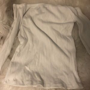 White Long Sleeve Off-The-Shoulder Top